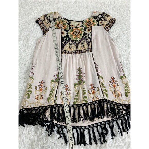Vanessa Virginia Anthropologie Top Augustina Size S Fringed Boho Floral Beige - Picture 7 of 14
